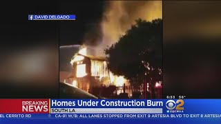 Fire Tears Through UnderConstruction Homes In South LA [upl. by Demeter665]