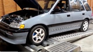 Dyno Tuning A K24A Turbo EF Wagon AWD On 9PSI [upl. by Latnahc]