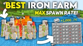 BEST IRON FARM WITH MAX RATES in 121 Minecraft Bedrock [upl. by Hessney493]