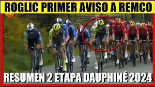 RESUMEN 2 ETAPA CRITERIUM DAUPHINE 2024 ROGLIC PRIMER LATIGAZO a REMCO Evenepoel [upl. by Jempty]