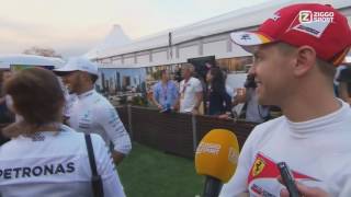 F1 2017 Hamilton confronts Vettel about touching his car funny interview [upl. by Afrika]