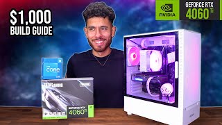 BEST 1000 Gaming PC Build Guide  RTX 4060 TI i5 12600K w Benchmarks [upl. by Annav]