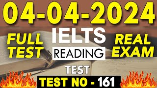 IELTS Reading Test 2024 with Answers  04042024  Test No  161 [upl. by Meurer]