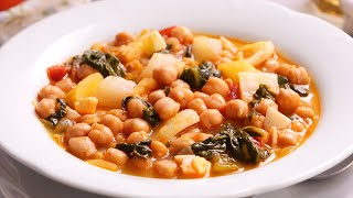 Garbanzos con Bacalao y Espinacas  Potaje Fácil Rápido y Delicioso [upl. by Eulalie]