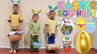 Easter Egg Hunt Challenge for Kids  Golden Egg  Giant Kinder Surprise Maxi  Lucas Ryan Hanson [upl. by Aynnat487]