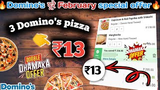 3 DOMINOS PIZZA in ₹13 😋🍕Dominos pizza offerDominos pizza offers for todaydominos coupon code [upl. by Anicart]