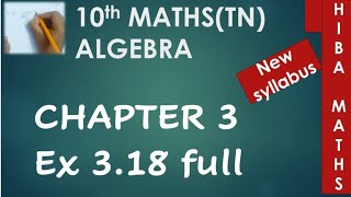 10th maths chapter 3 exercise 318 full answers Matrices tn samacheer hiba maths [upl. by Odnumde]