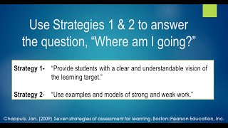 Strategies of Assessment for Learning Strategies 1 amp 2 [upl. by Eittam]