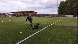 Målvaktsträning fotboll Närspeldjupledsövning med Vimmerby IFs Nic Rydholm och Gustav Johansson [upl. by Bohrer456]