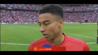 Jesse Lingard post match interview after the Community Sheild win against Leicester 070816 [upl. by Mitinger]