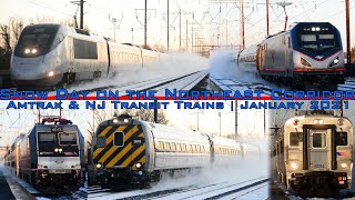 Snow Day on the Northeast Corridor  Amtrak amp NJ Transit Trains  January 2022 [upl. by Jocelyne]