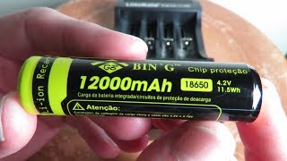 Bateria 18650 12000mah Teste Capacidade  Battery 18650 12000mah Capacity Test [upl. by Parke]