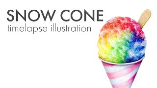 Rainbow Snow Cone Illustration  Timelapse mixed media drawing [upl. by Alrac557]