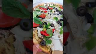 Let’s Eat Zaatar Pizza Manoushe With Vegetablesshorts manouche foodie [upl. by Oulman]