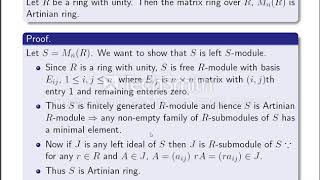 Rings and Modules Lecture no 25  Artinian and Noetherian rings [upl. by Hebbe]