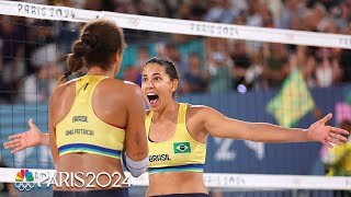 Brazil wins first womens beach volleyball gold since 1996  Paris Olympics  NBC Sports [upl. by Sucramat]