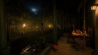 Watching a thunderstorm from the porch on Halloween Night  RDR2 ASMR [upl. by Gay]