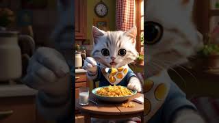 Kitten eats Macaroni and Cheese cat littlekittenadventures babycat funny kittenadventures [upl. by Ydollem]