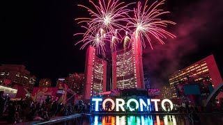 2019 New Year Celebration Fireworks at Nathan Phillips Square TORONTO CANADA [upl. by Lian]