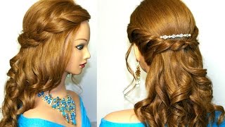 Curly prom hairstyle for medium long hair Tutorial [upl. by Carmella]