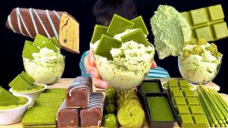 ASMR 말차 디저트파티🟢말차초콜릿 말차푸딩 두바이초코아이스크림 먹방 Green Tea Dessert Green Tea Chocolate Pudding Snacks MuKBang [upl. by Ailad]