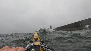 Sea Kayaking in Clapotis Conditions and Surf off Tynemouth Sept 2023 [upl. by Enineg]