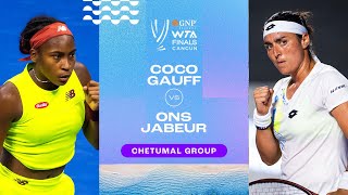 Coco Gauff vs Ons Jabeur  2023 WTA Finals Group Stage  WTA Match Highlights [upl. by Arbrab]