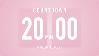 20 Min Countdown Flip Clock Timer  Simple Beeps 🌸🔔 [upl. by Clywd]