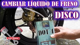 Como Cambiar Liquido De Freno De Moto  Purgar freno de disco Fácilmente [upl. by Zigmund]