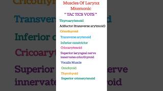 muscles of larynx mnemonic anatomy medicoknowledge [upl. by Edrahs]