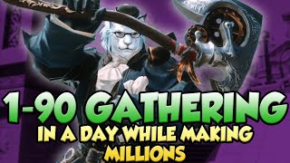 FFXIV Level your Gatherer in ONE DAY amp Make GIL  190 Endwalker DOL Guide 605 [upl. by Esinad]