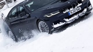 BMW 540d xDrive carving through fresh snow ❄️ in the Carpathians  Romania bmwxdrive xdrive [upl. by Ylrehs528]