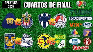 FECHAS HORARIOS Y CANALES PARA LOS CUARTOS DE FINAL DE LA LIGA MX APERTURA 2023 [upl. by Thorny]