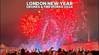 London New Year Fireworks 2024  Spectacular Views from Westminster Bridge 🎊🎇 [upl. by Hume]