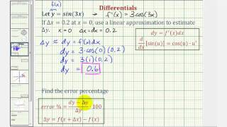 Ex Differentials  Approximate Delta y Using dy Using a Sine Function and Find Error Percent [upl. by Fai]