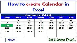 How to create a Calendar in Excel in Hindi  by Lets Learn Excel [upl. by Aterg]