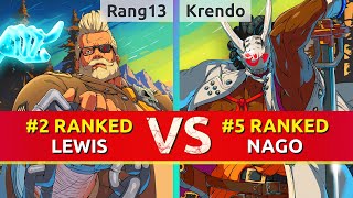 GGST ▰ Rang13 2 Ranked Goldlewis vs Krendo 5 Ranked Nagoriyuki High Level Gameplay [upl. by Mathur]