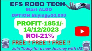 21 ROI Algo Trading for FREEOption buying secret strategy [upl. by Oirottiv]