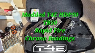 Modded T4E HDP50 TR50 CO2 Efficiency Rapid Fire Chrono Readings Lets see that drop off speed [upl. by Sackville392]