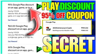 how to use 95 Off google play discount coupon In Bgmi game  2024  easy to use [upl. by Siahc]