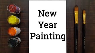 New year painting for beginners  step by step  Happy new year painting with poster colours [upl. by Aras]