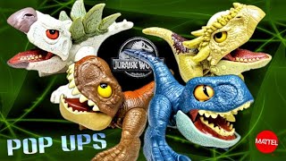 2023 Mattel Jurassic World Pop Ups Wave 6 Review Stygimoloch Stegosaurus Tyrannosaurus [upl. by Ellehsim]