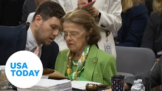 Senator Feinstein mistakenly reads a statement when prompted to vote  USA TODAY [upl. by Ellerad258]