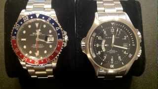 ROLEX GMT MASTER II vs HAMILTON KHAKI NAVY GMT  AUTOMATIC WATCHES [upl. by Adihaj]