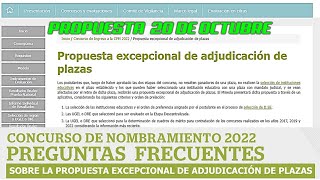 CUÁNDO ES LA PROPUESTA EXCEPCIONAL DE ADJUDICACIÓN DE PLAZAS ¿EN QUÉ CONSISTE CRONOGRAMA [upl. by Berman]