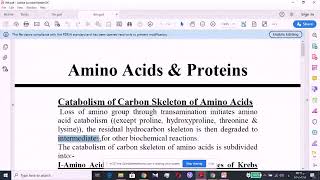 Amino Acids amp Proteins Catabolism of Carbon Skeleton of Amino Acids [upl. by Rebmat]