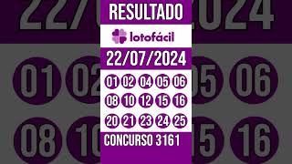 Loto Facil hoje  22072024  Resultado concurso 3161 [upl. by Anibor]