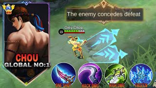 FINALLY CHOU BEST BUILD amp ROTATION FOR ENEMY AUTO SURRENDER 100 WIN STREAK🥶  Mobile Legends [upl. by Trimmer]