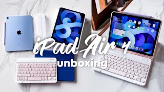 iPad Air 4 2020 Sky Blue Unboxing  Apple Pencil amp Accessories  Bahasa Indonesia🇮🇩 [upl. by Karlyn]