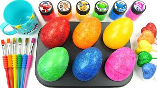 Oddly Satisfying Video  How I Make 6 Glitter EGGS WITH Rainbow Lollipops Hearts amp Cutting ASMR [upl. by Hajile594]